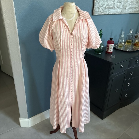 English factory Dresses & Skirts - English Factory Pink and White Striped Maxi Dress